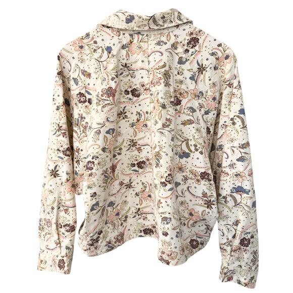 Solitaire Anthropologie Cream Eyelet Trucker Jacket Size Large Excellent Boho - Picture 7 of 7